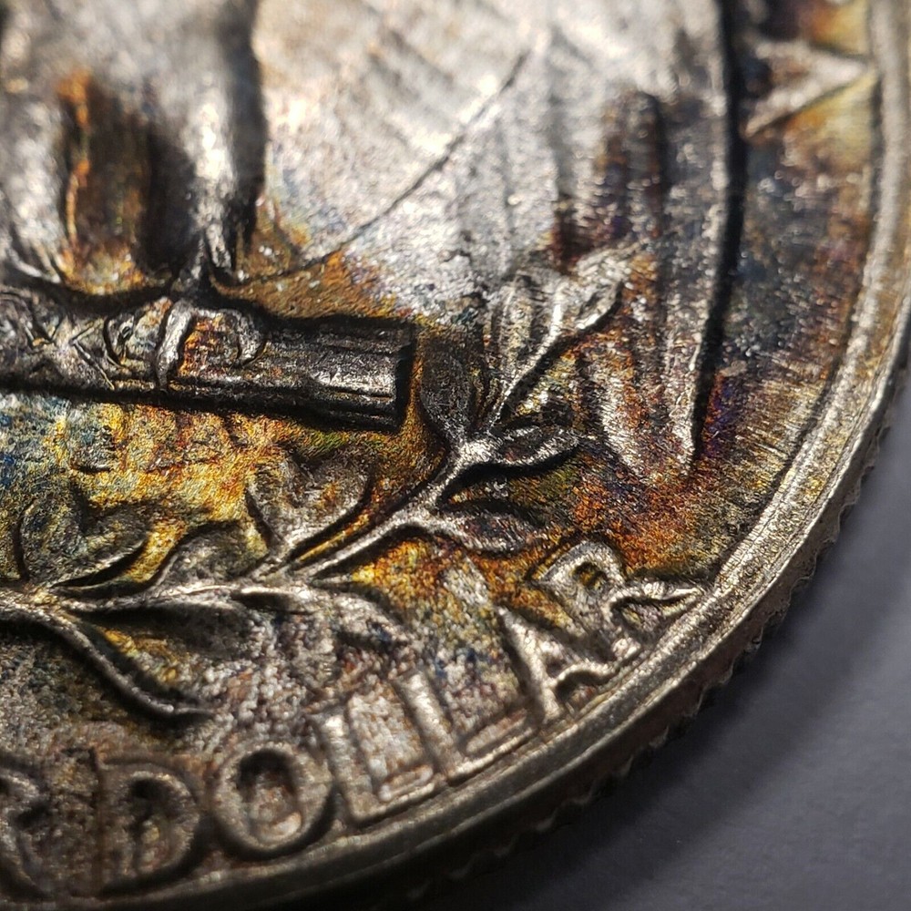 1954 25c Washington Quarter - UNC - Luster - Rainbow Pattern Toning - Y4128