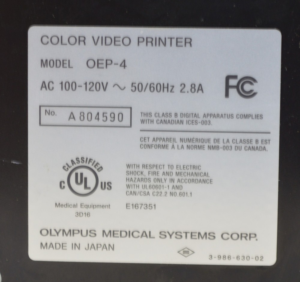 OLYMPUS OEP-4 HDTV Color Video Printer Missing Tray