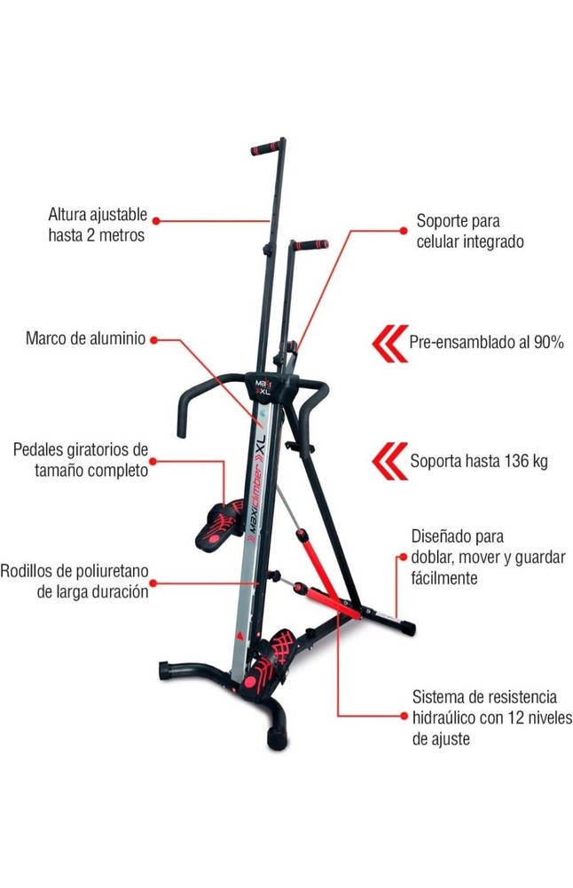 MaxiClimber XL-2000 Vertical Climber Hydraulic Resistance Aluminum Frame/App