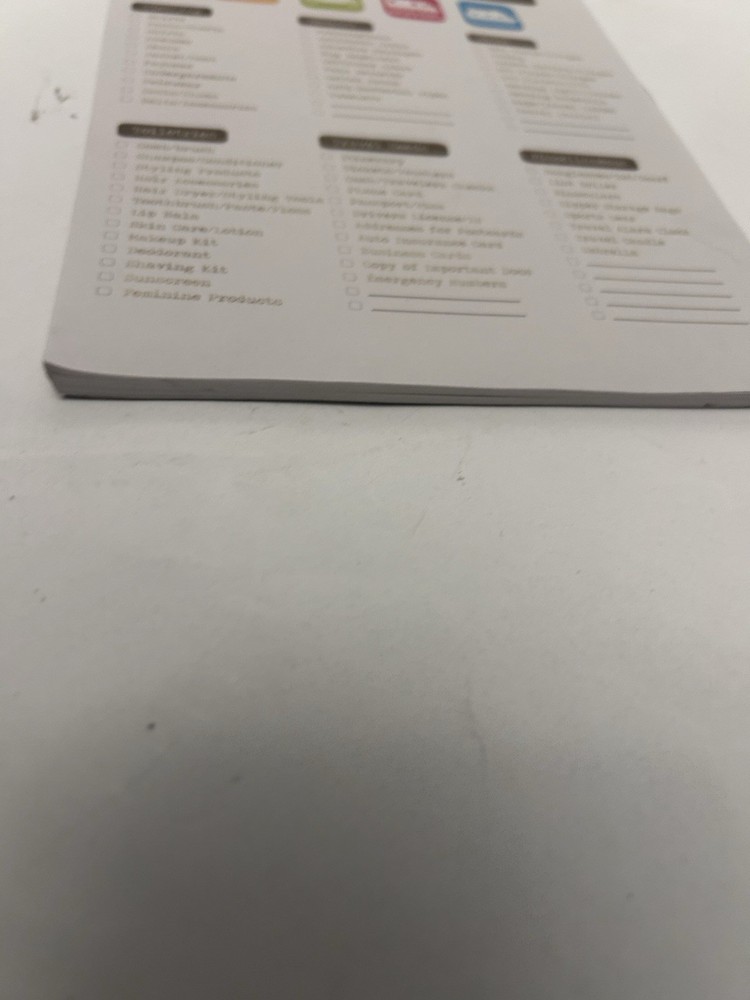 Packing list notepad used