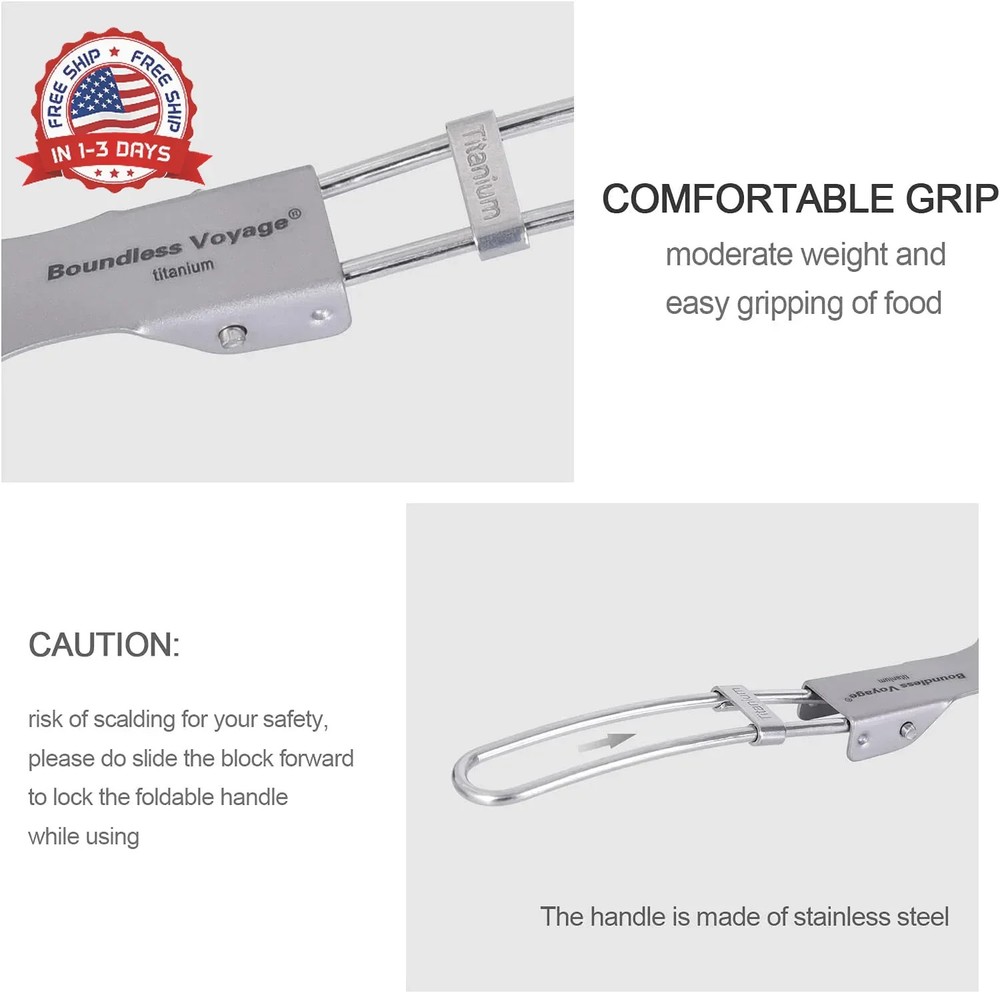 iBasingo Titanium Spork Spoon Fork Knife with Folding Handle Ultralight Dinnerwa
