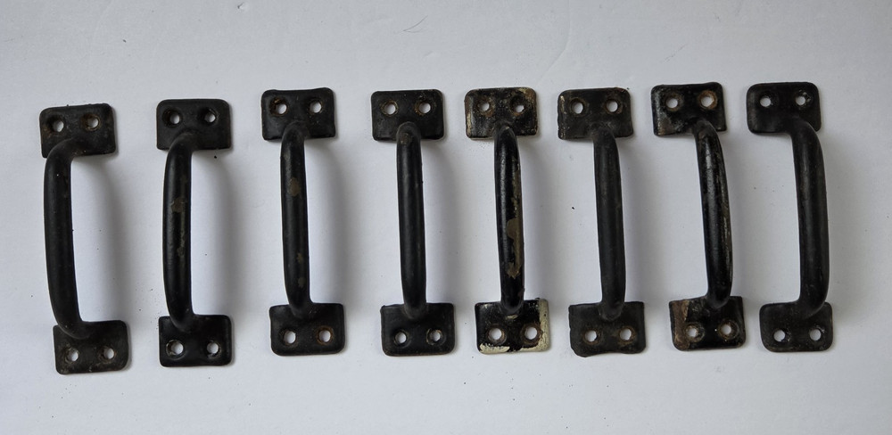 Antique 1890 Cast Iron Window Sash Pulls – Set of 8 – Original Hardware