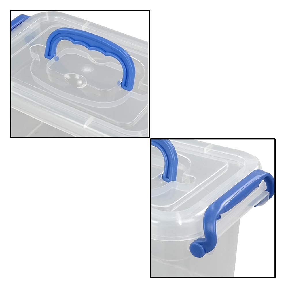 2 L Mini Plastic Storage Bin, Clear Storage Set of 6