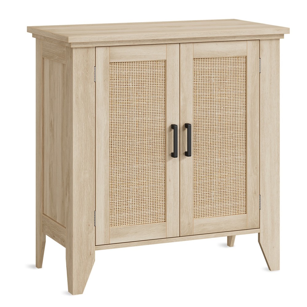 Buffet Cabinet for Storage, Kitchen Sideboard With Rattan Doors Adjustable Shelf