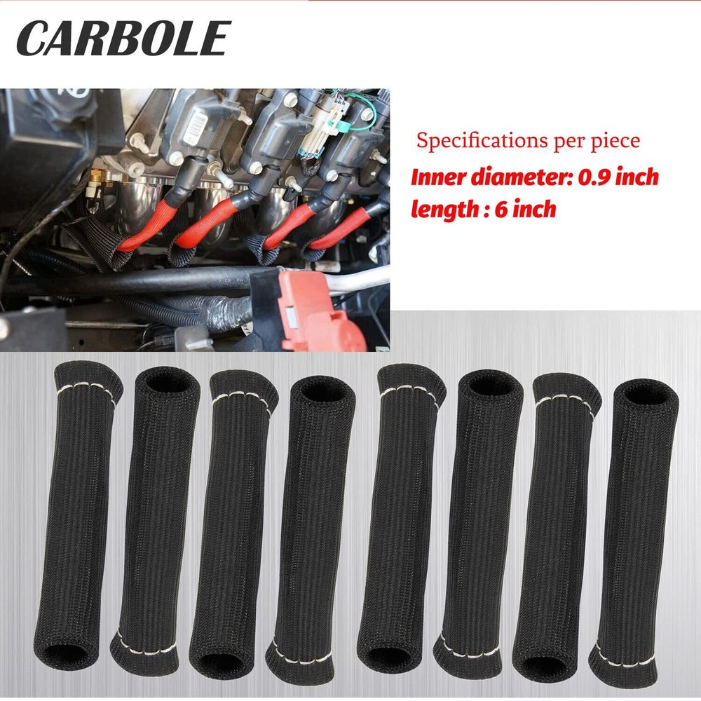 8Pack Spark Plug Heat Protector Insulating Fire Sleeve Spark Plug Wire Protector
