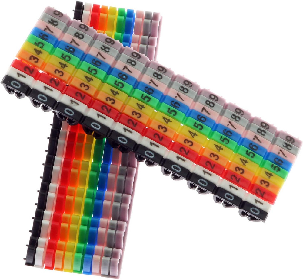 200PCS 0-9 Coded Clip on Plastic Cable Identification Wire Marker Number Tag Lab