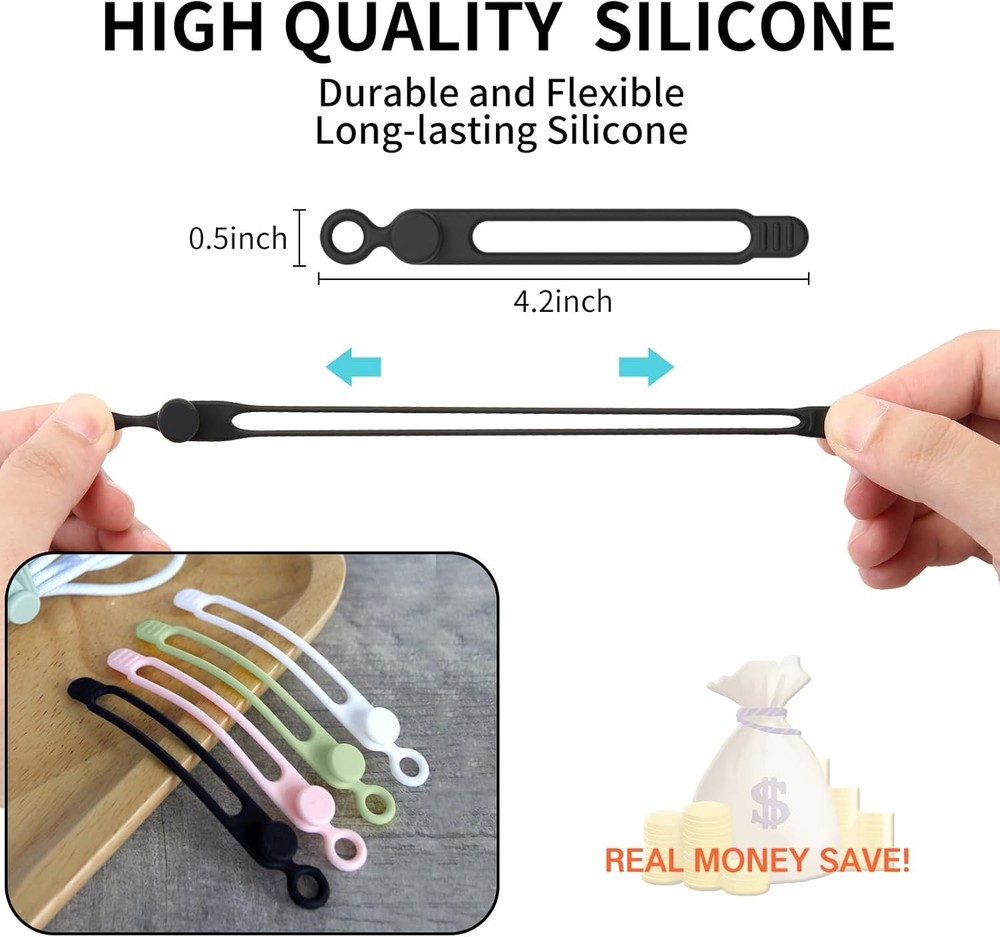Silicone cable ties reusable wire cord organizer set