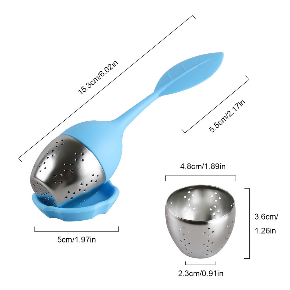 Silicone Tea Infuser Strainer Stainless Herbal Spice Filter Diffuser Yellow+Blue