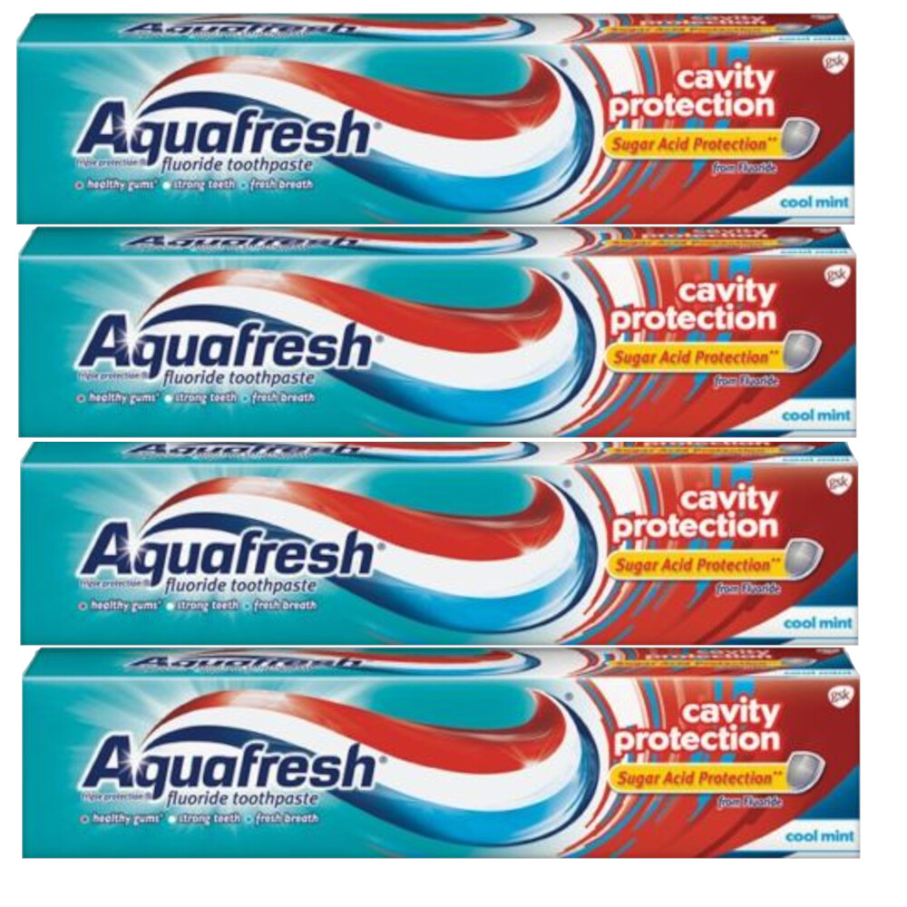 4 Pack - AquaFresh Cool Mint Toothpaste Cavity Protection 5.6 Oz Each
