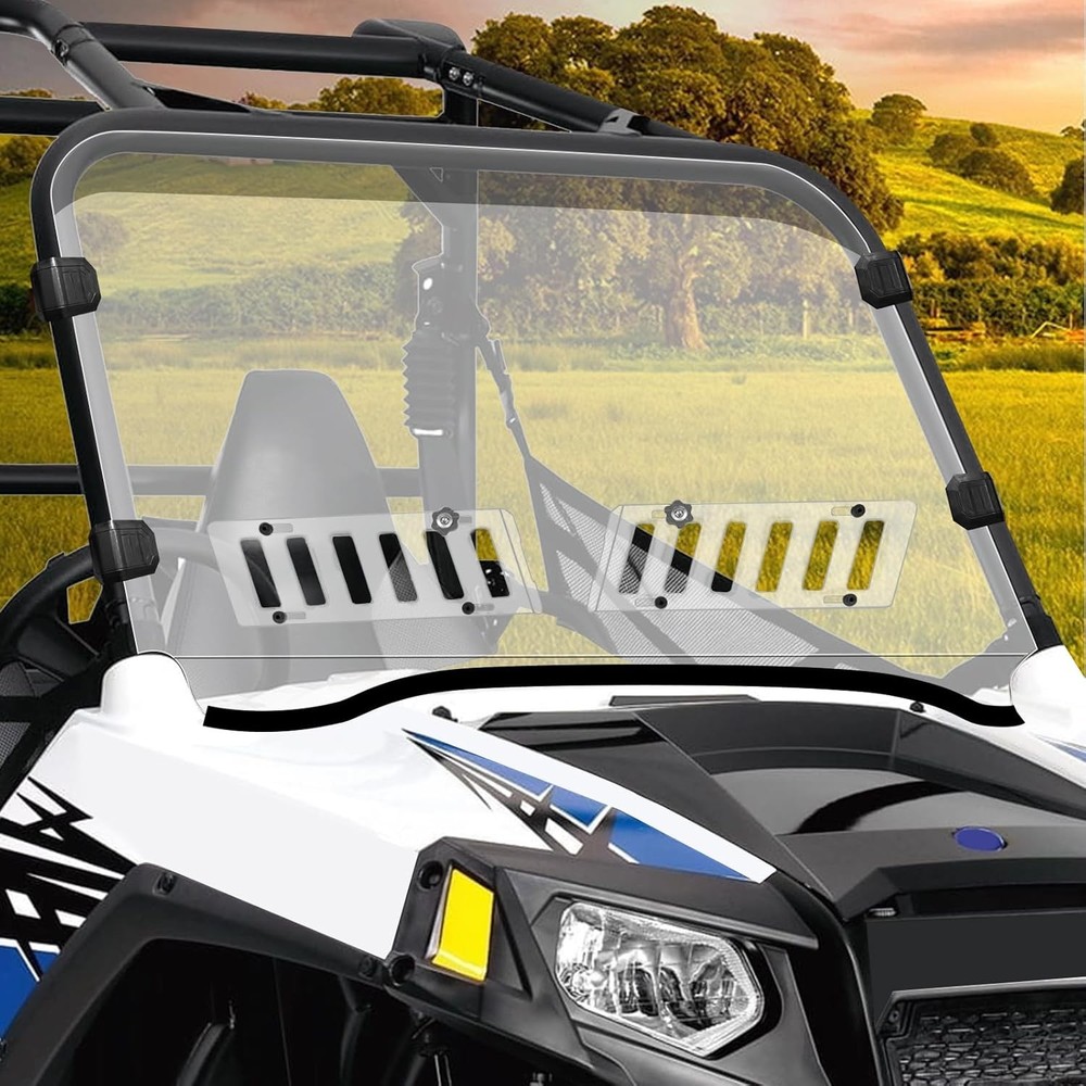 StarknightMT Scratch-Resistant UTV Front Full Windshield Slide-Vent Clear