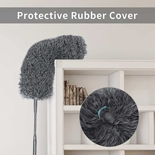 Microfiber Feather Duster with 100 Inches Extendable Pole, 2 Pack 2 Pcs