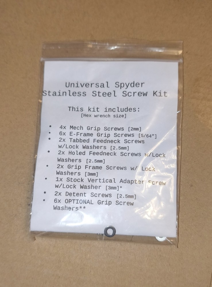 Universal Spyder Stainless Steel Screw Kits