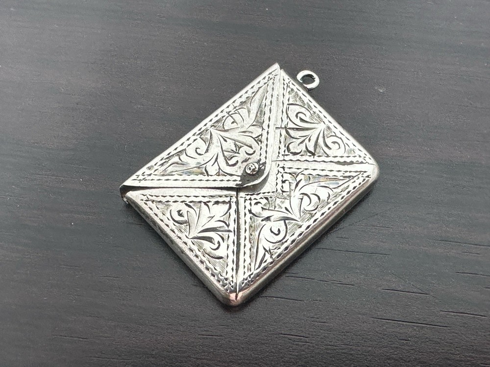 Antique  Solid Silver  Envelope Stamp Case c.1904
