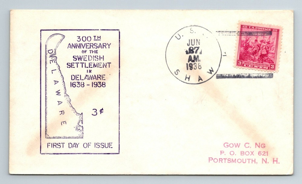 SC# 836 FDC - Nice Cachet - USS Shaw Cancel - L34581