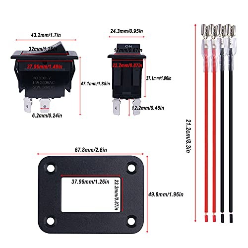 12V Switch ON/Off with Panel 4Pin Rocker Switch DPST Trailer Camper Light