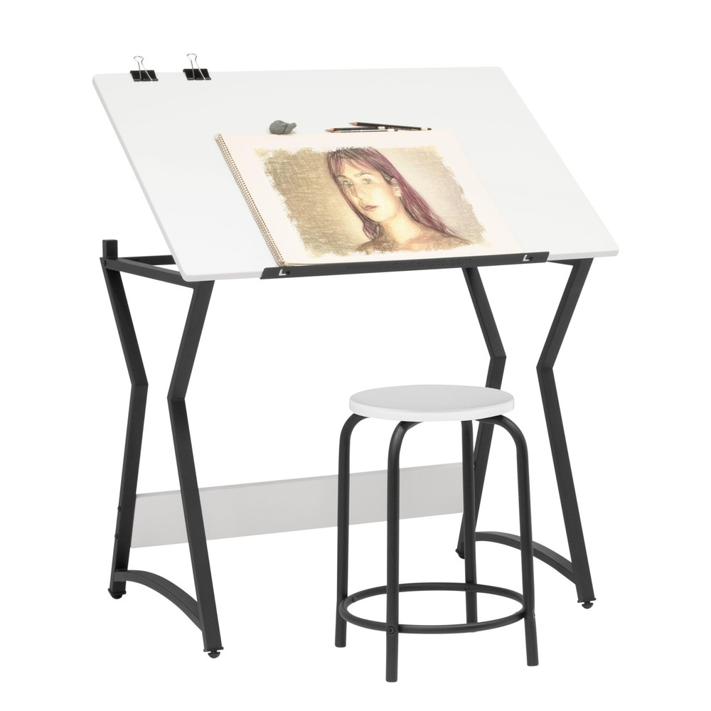Hourglass Craft Table Angle Adjustable Drafting Table, Table+Stool