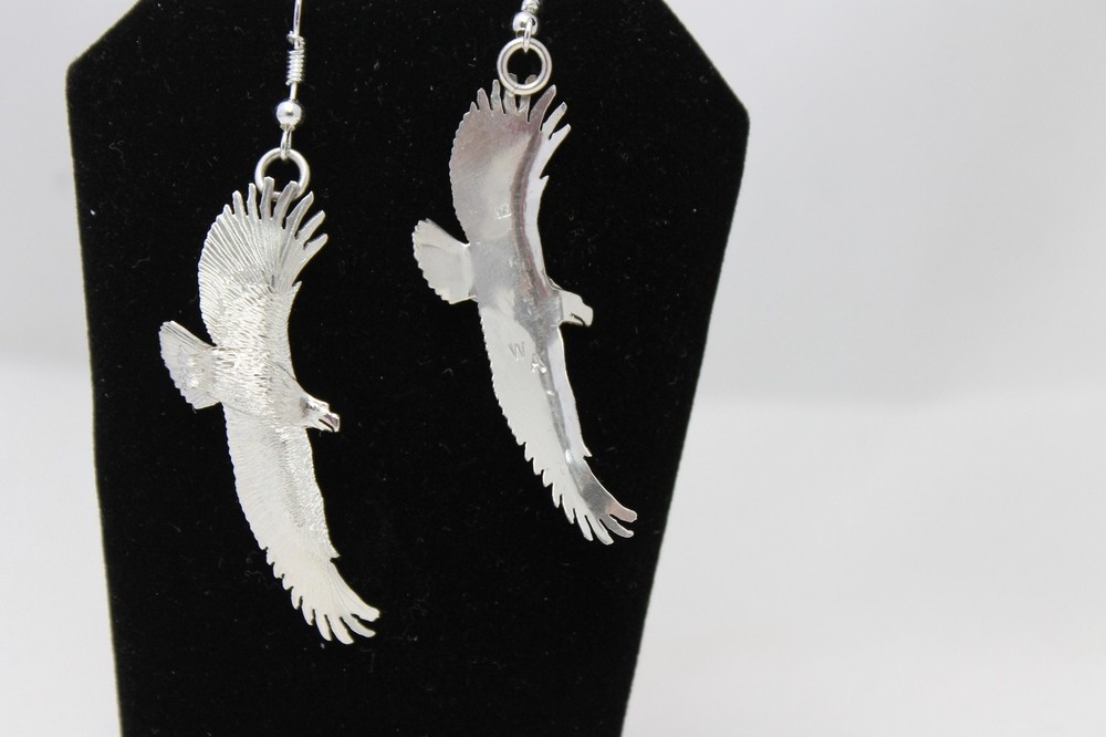 Sterling Silver Flying Eagle Earrings