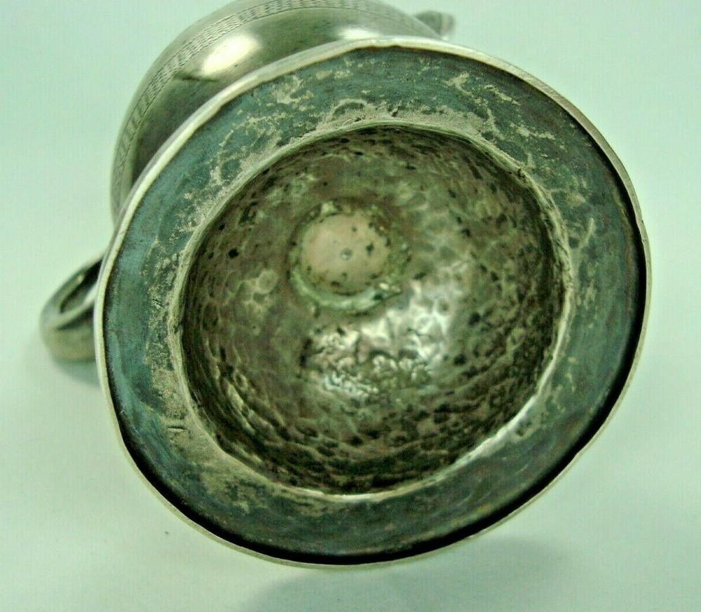 ANTIQUE SOUTH AMERICAN SOLID SILVER YERBA MATE TEA CUP WITH BIRD HANDLE