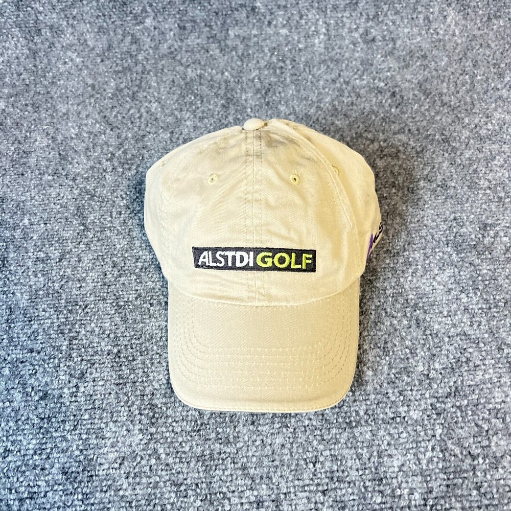 Alstdi Golf Strap Back Hat Cap Beige Embroidered Golfing EUC