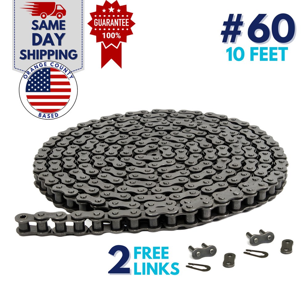 #60 Roller Chain 10 Feet with 2 Connecting Links