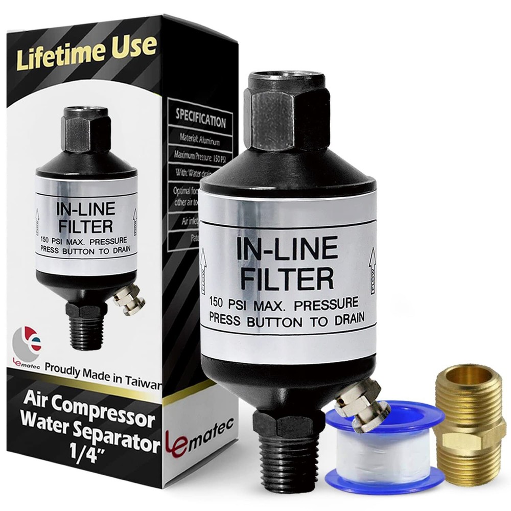 Air Compressor Water Separator, Heavy Duty Air Compressor Filter provides Cle...