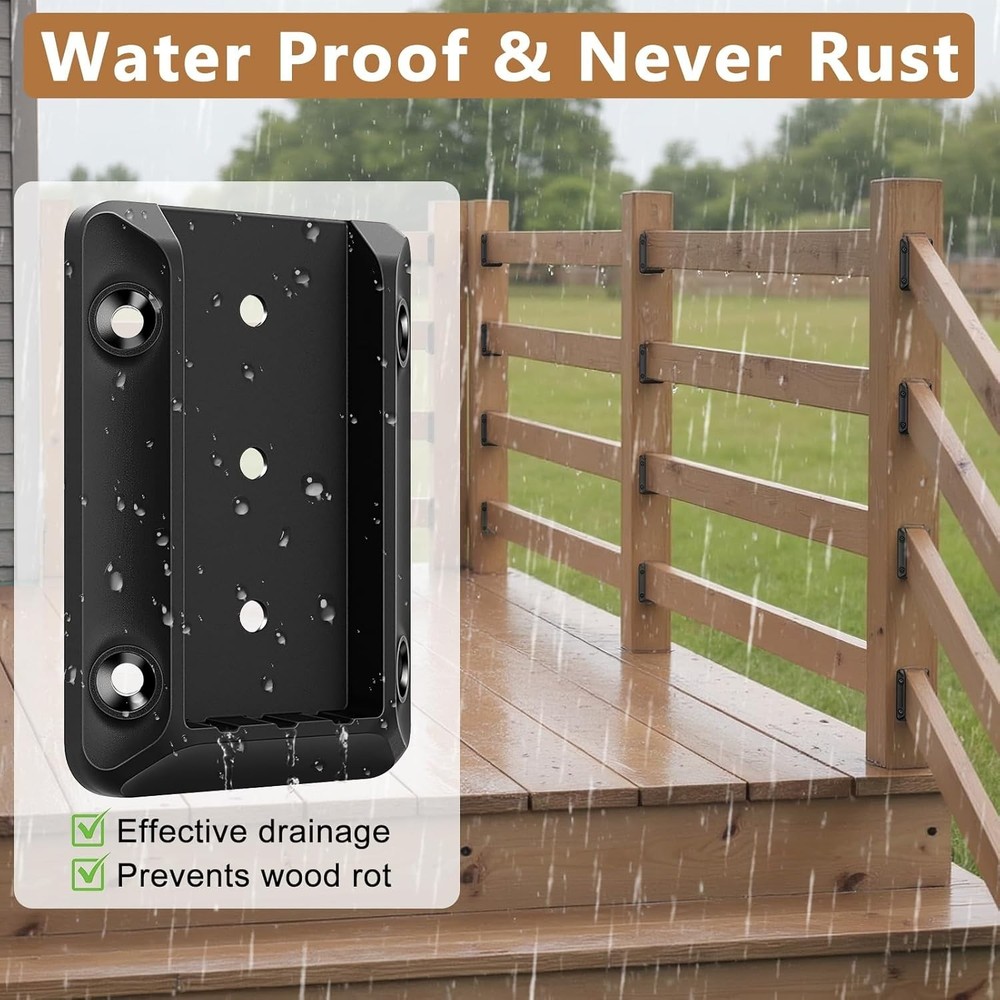 6 Durable Deck Railing Bracket Connectors with Screws & Drill Bit for 2x4 Posts