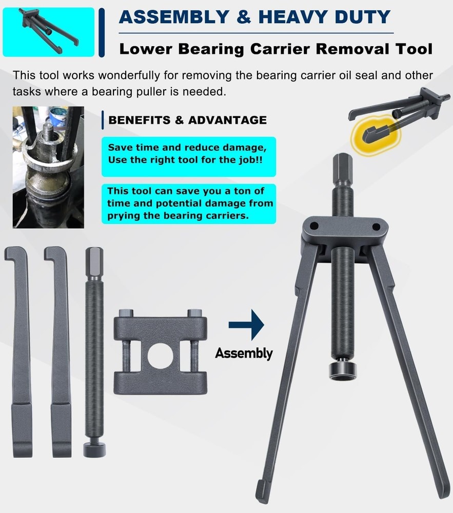 Universal Lower Bearing Carrier Puller with Adjustable Arms