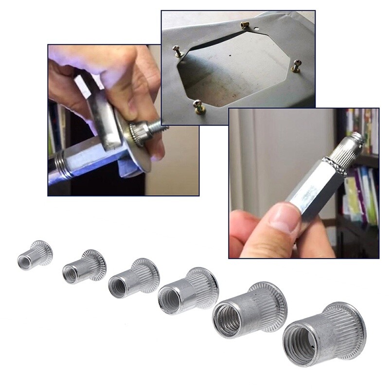 10x M3-M12 Flat Head Metric Threaded Blind Rivet Nut Insert Rivnut Nutsert Screw