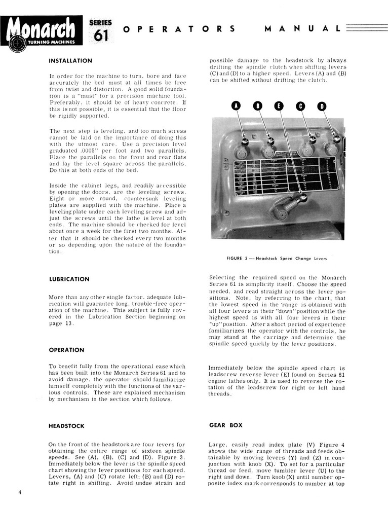 Monarch Series 61 Lathe Operator Manual Engine & Toolmaker *95