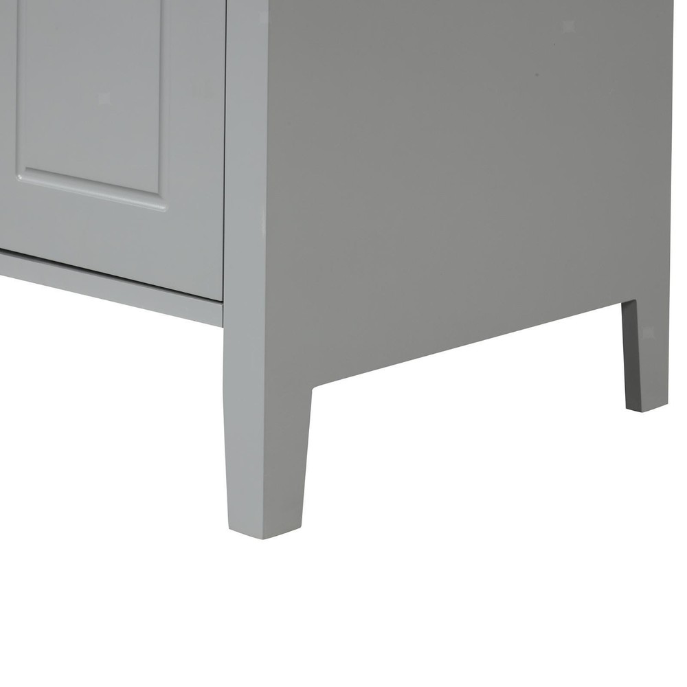 Grey 24" Bathroom Vanity with Solid Wood Frame, Smooth Ceramic Basin, Adjustable