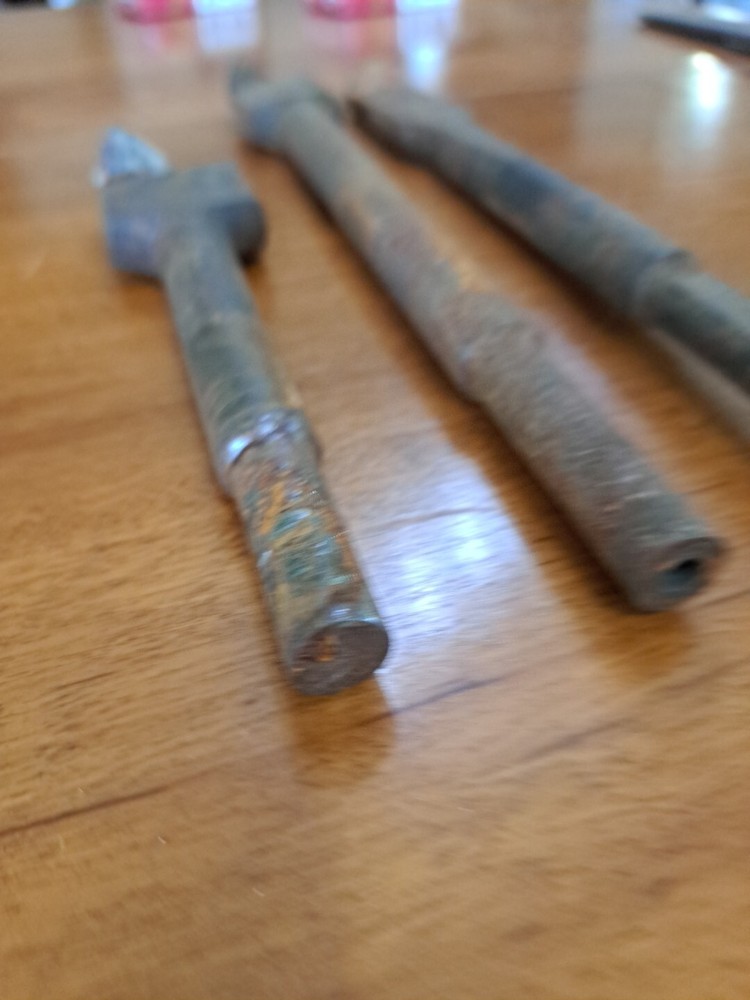 3 Vintage Antique Spade Boring Drill Bits