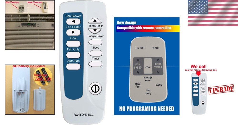 Enhanced Remote Control for Frigidaire RG15D/E-ELL AC - No Programming Needed