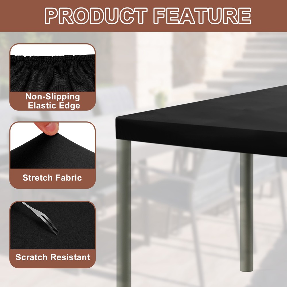 Fitted Tablecloth Fit 4ft Rectangle Table, Table Cover (48"x23", Black)