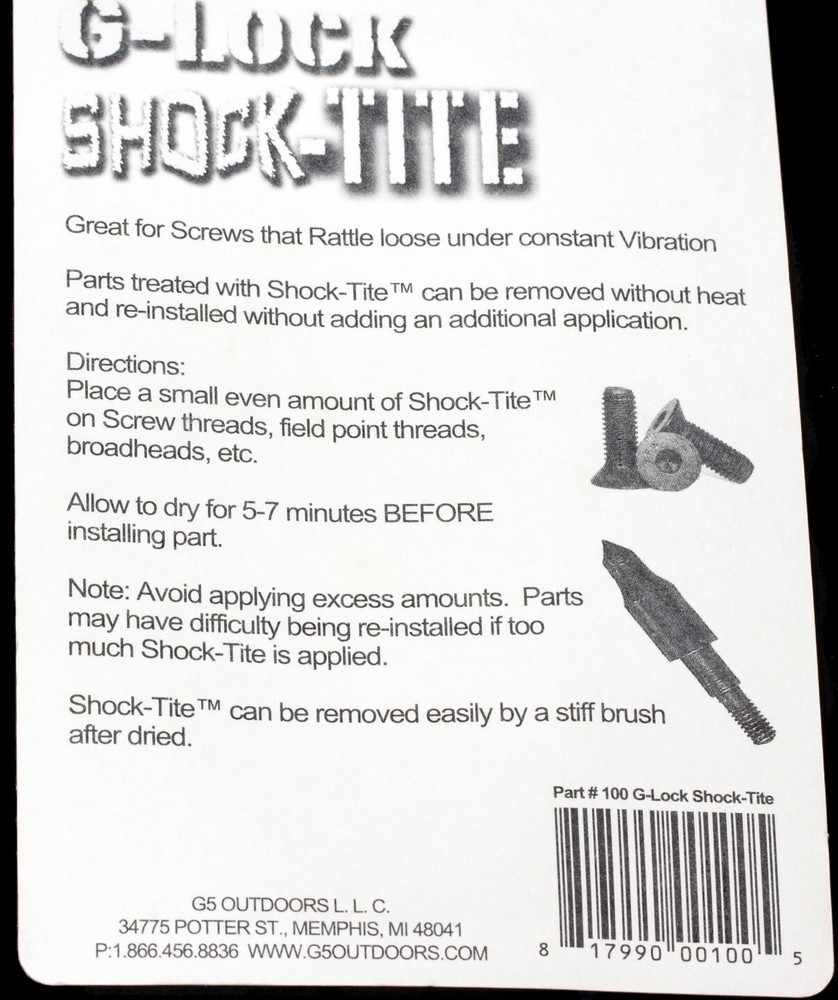G5 Outdoors ShockTite Archery Thread Lock Broadhead Field Tip ReusableThreadlock