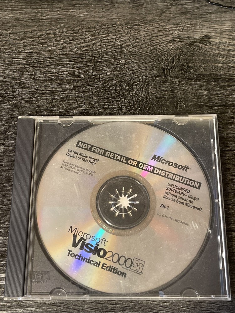 Microsoft Visio 2000 Technical Edition CD-ROM and Product Key Genuine
