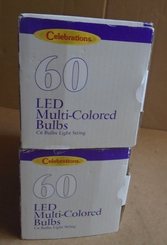 Christmas Lights Celebrations Multi-Color LED 60 Bulbs (C6) 2-String SETS