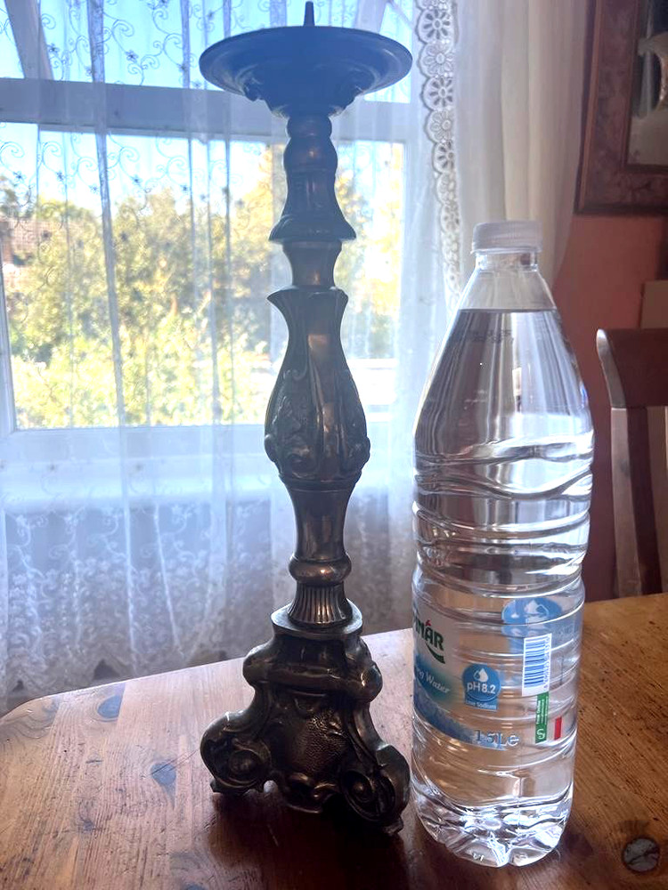 EXTRA ORDINARY LARGE CANDLE HOLDER-VINTAGE -SILVER....