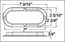 (2) Trailer truck Red LED Surface Mount 6" Oval Stop Turn Tail Light Sealed