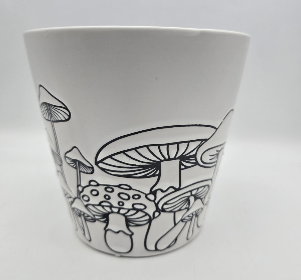Heavy Ceramic Mushroom Planter White Pot Gardening ~ Retro Boho Spring Easter