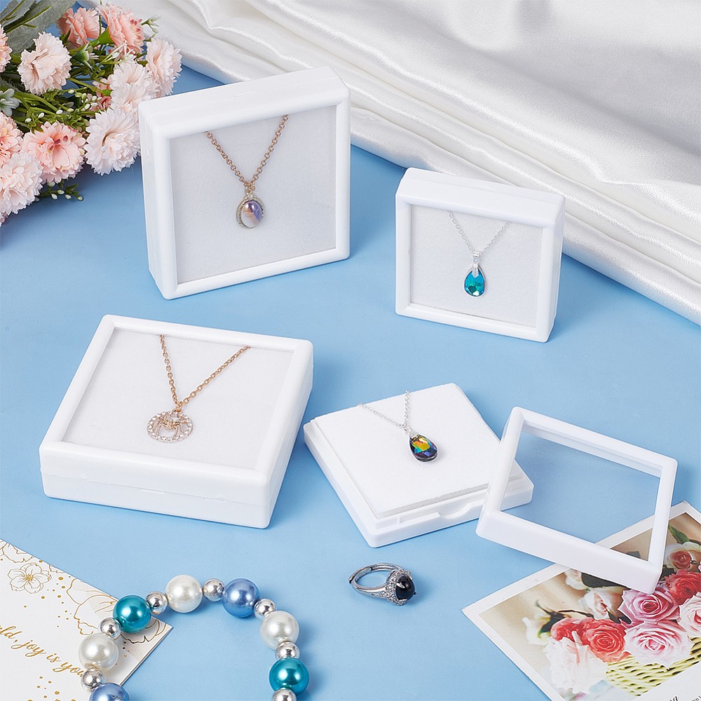 1bag 6pcs 2 styles Square Plastic Loose Storage boxes Display Case with Clear
