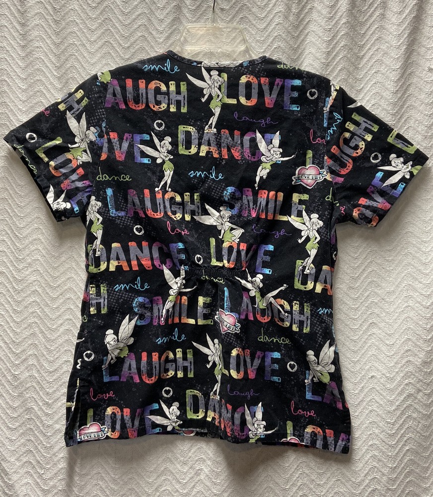 Disney Tinkerbell Multicolored Size Small Scrub Top