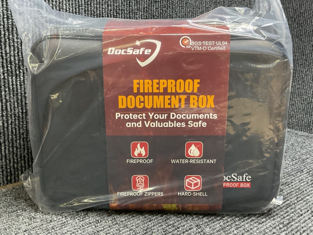 DocSafe fire & water proof document organizer / lock box (BLACK)