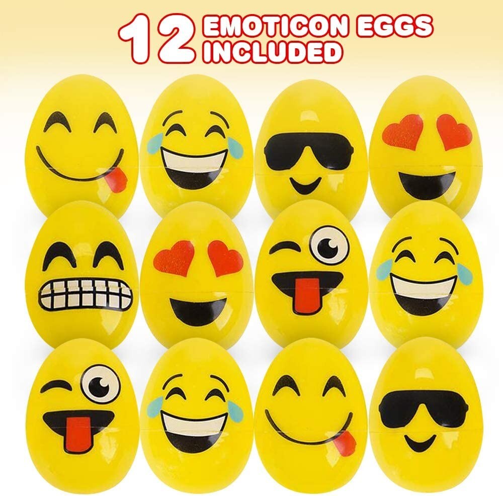 2.5" EMOTICON PLASTIC EASTER EGGS - 12 Piece Assortment