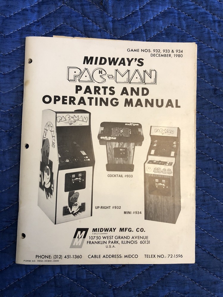 Pacman Video Arcade Game Service Manual