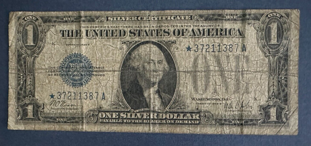 1928-B $1 Silver Certificate Funny Back STAR Note -- Circulated