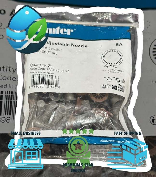 25 Pack of Hunter -8A -8 ft Adjustable Circle Fixed Pattern Nozzle 0-360 Degree