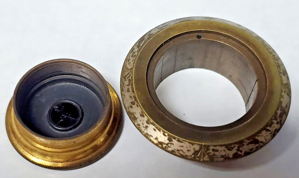 2 (two) brass microscope / Telescope parts, useage unknown Steampunk