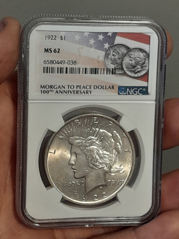 1922- P Peace Silver Dollar MS62 NGC