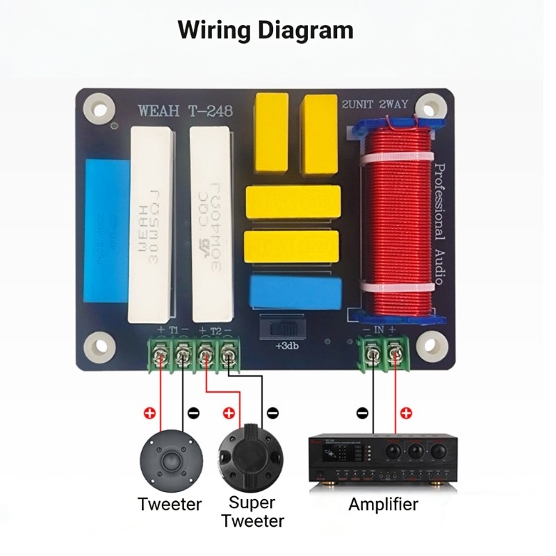 400W Treble 2 Way Frequency Divider Speaker Filter Circuit Adjustable Frequency