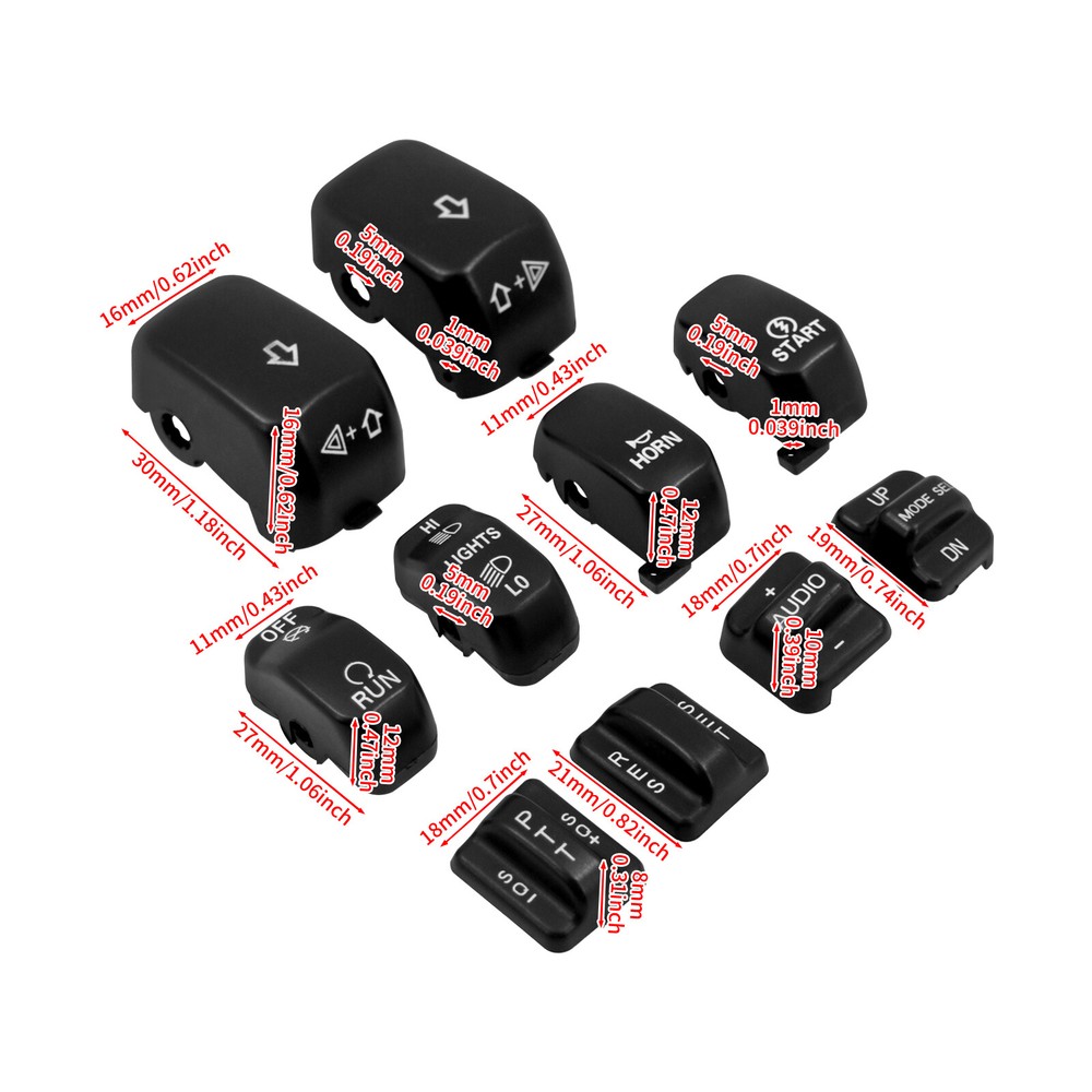 Black 10x Replacement Switch Button Cap For Harley Touring Softail Dyna 96-2013